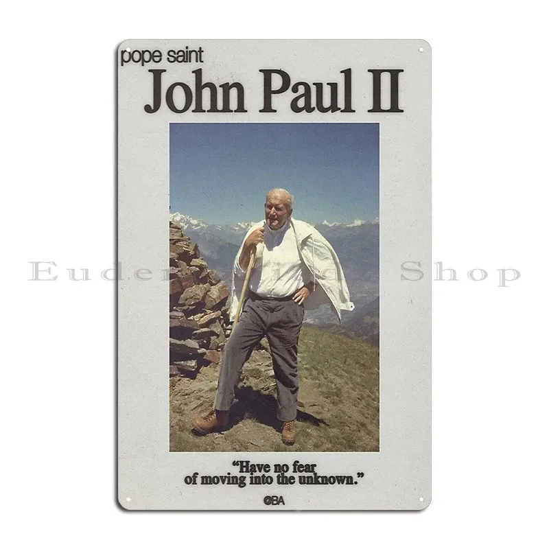 St Pope John Paul Ii Vintage Catholic Bandw Metal Plaque Poster Living Room Classic Kitchen Club Customize Tin Sign Poster