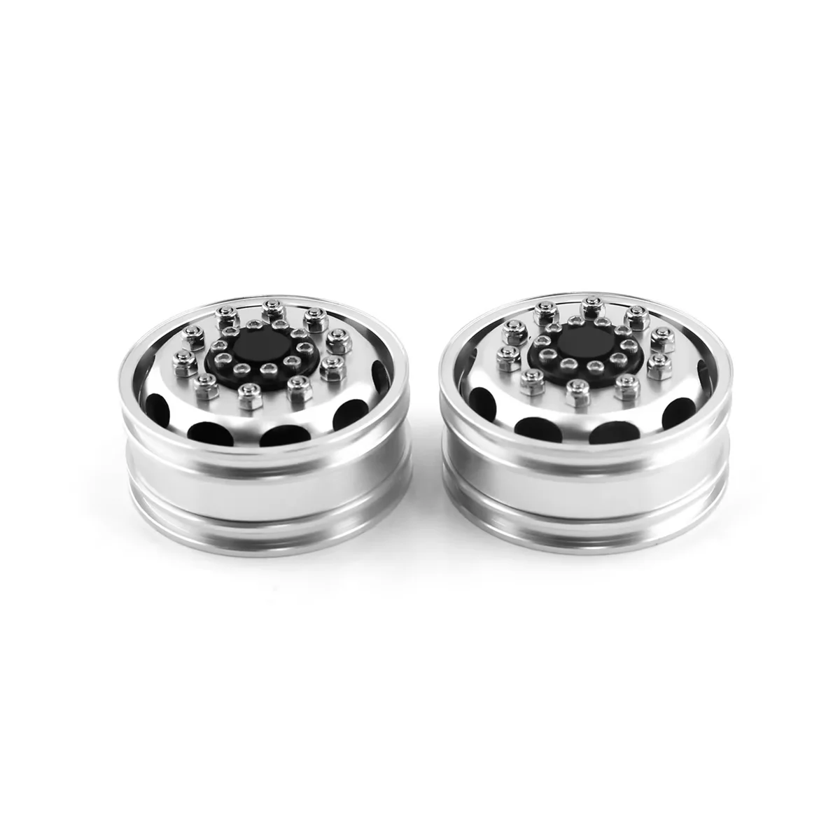 Metal Front Rear Wheel Rim Hubs for Tamiya Truck 1/14 RC Tractor Trailer Cargo Car Wheels Tires,Front 20Mm,2PCS