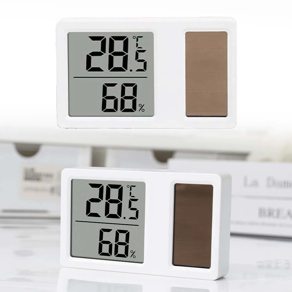 Digital for temp Display Solar Hygrometer Battery-free Operation Humidity Range 10 -95 RH Solar Powered Humidity Meter For Home