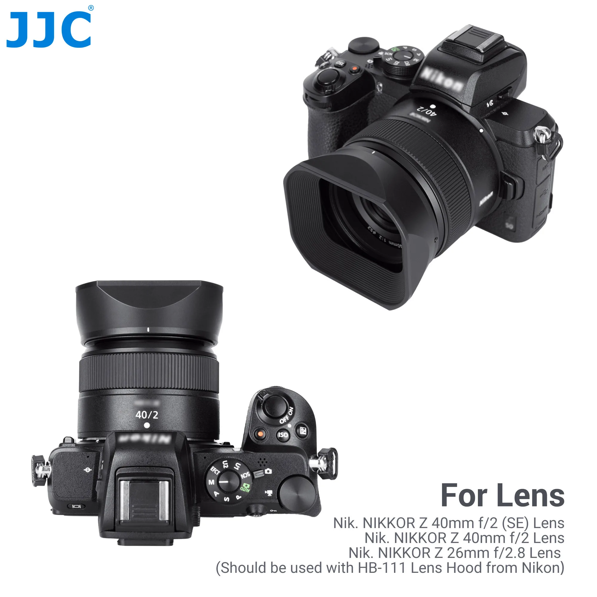 JJC Square Lens Hood Compatible with Nikon NIKKOR Z 40mm f/2 (SE)，NIKKOR Z 40mm f/2 and NIKKOR Z 26mm f/2.8 Lenses