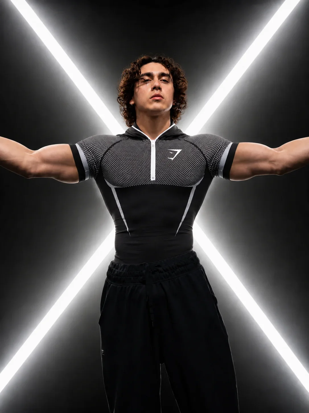 GYM SHARK 2026 ONYX V5 silicone logo hooded sports short sleeved shirt, available in five colors, suitable for indoor use
