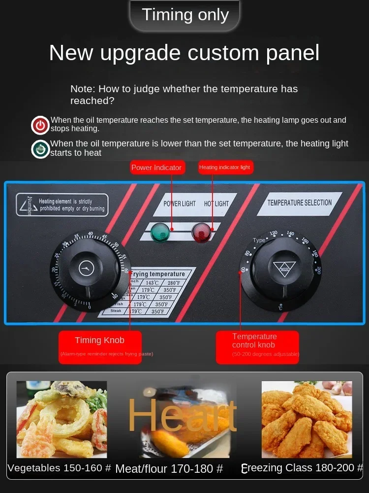 Friggitrice elettrica di grande capacità 220 V a temperatura costante - Perfetta per friggere spiedini, patatine fritte e snack A