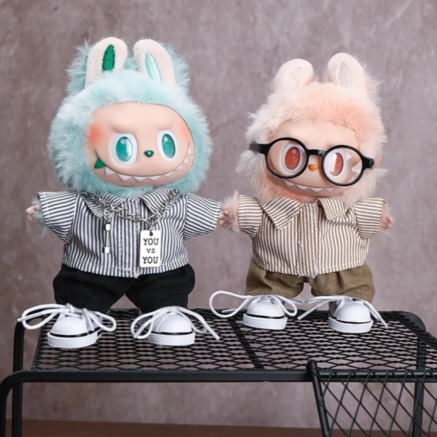 

Mini Doll'S Clothes Outfit Accessories for 17cm 3.0 V1/V2/V3 Labubu Ropa Cotton Doll Pattern Shirt Pans Clothing Accessories