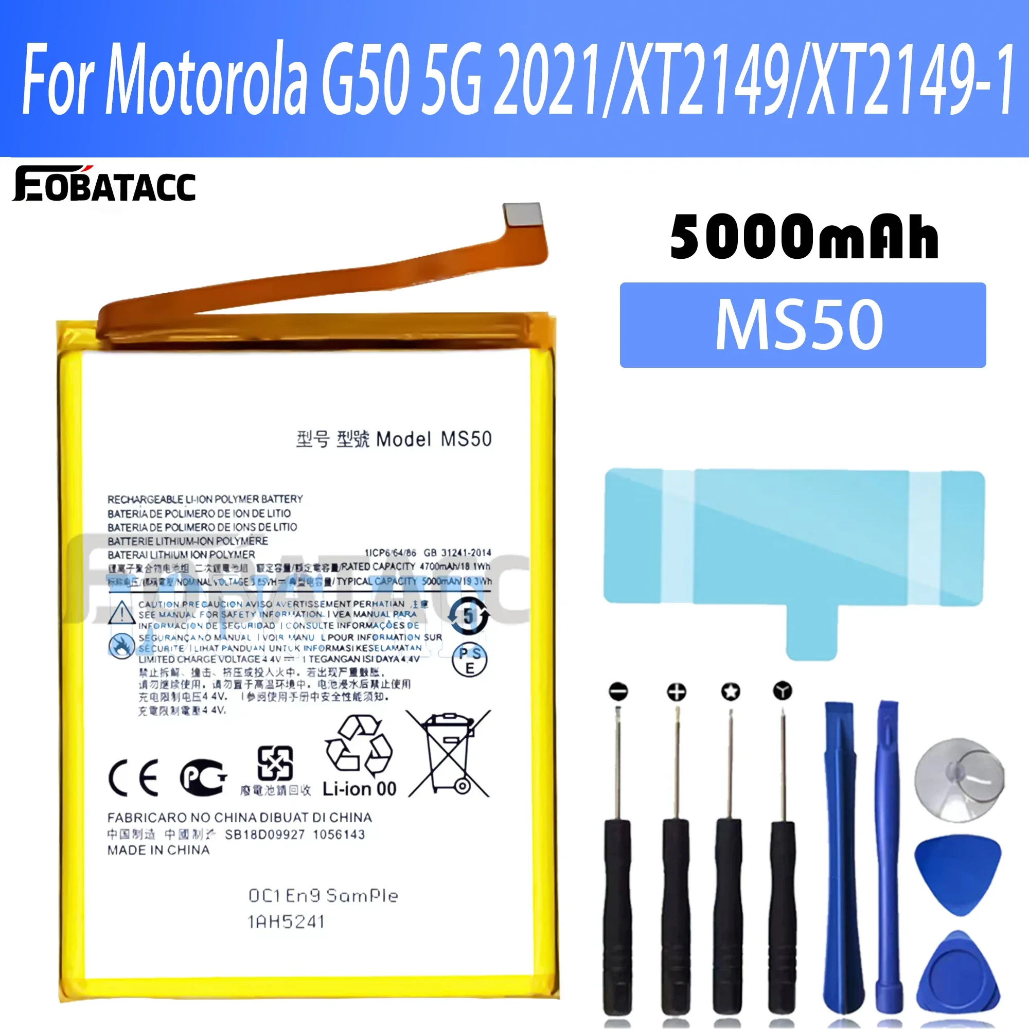 

100% New Original Battery MS50 For Motorola G50 5G 2021/XT2149/XT2149-1 Battery + Free Tools