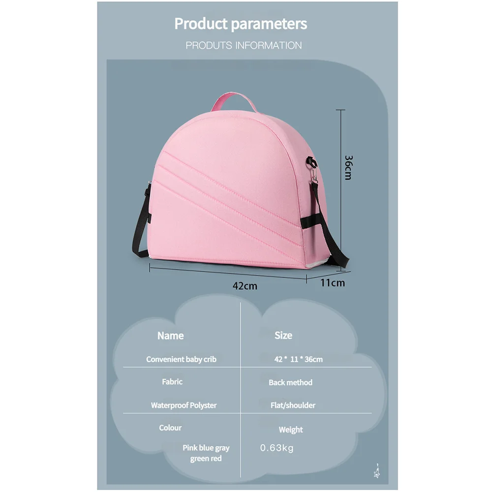 سرير أطفال محمول قابل للطي مضاد للسحق مع ناموسية، مرتبة مريحة، سرير سفر لاستخدام التخييم المنزلي لحديثي الولادة #4