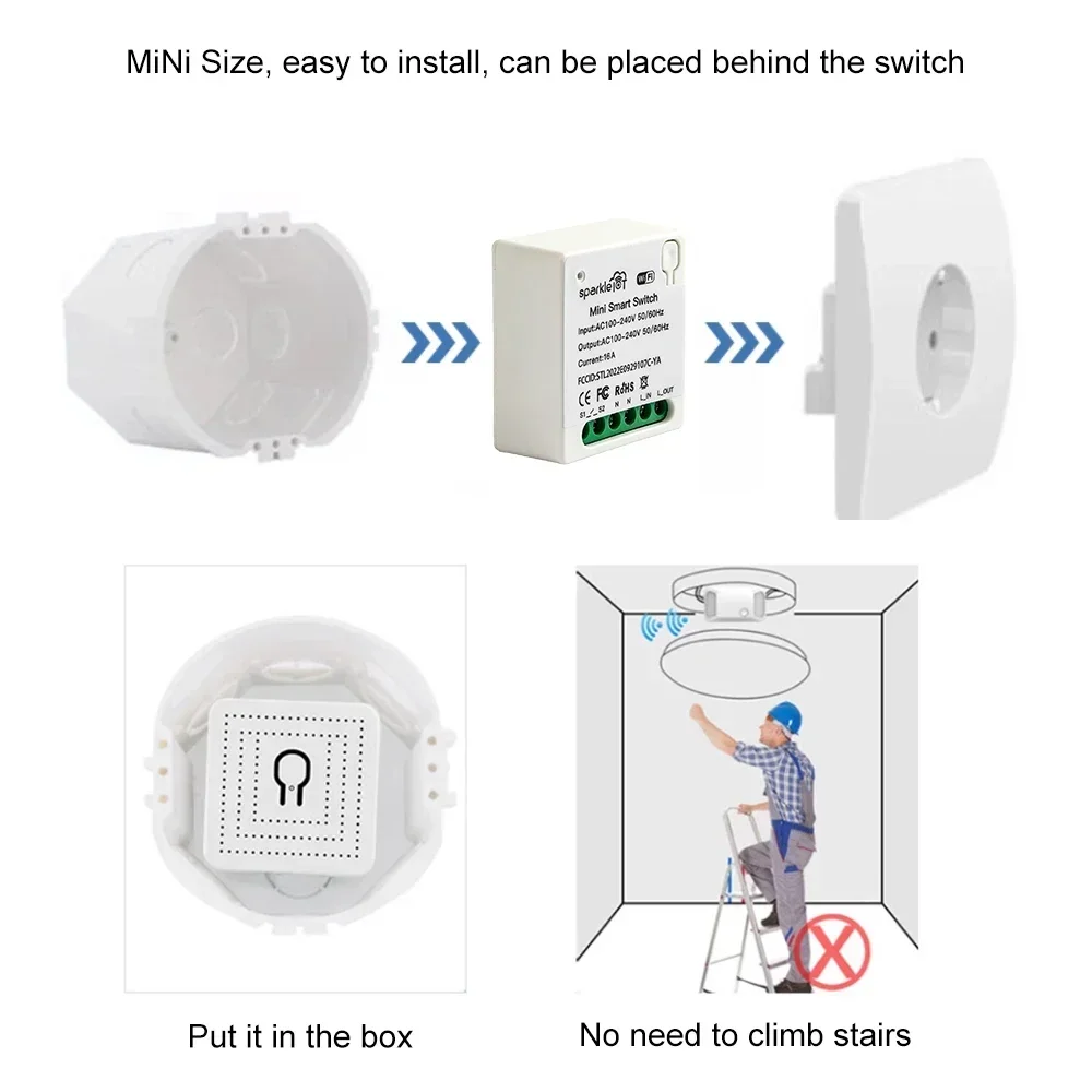 16A Matter WIFI Smart Switch Automation Relay Smart Breaker Voice Control Work with Alexa/Google Home/Smartthings/Home-Kit Siri
