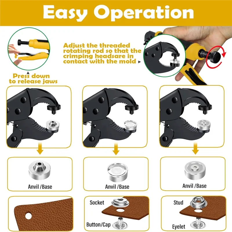 

Snap Kit Fastener Tools: Adjustable Snap Pliers For Fabric Boat Cover Canvas Repair Kit, Marine Snaps Stainless Steel-B61B