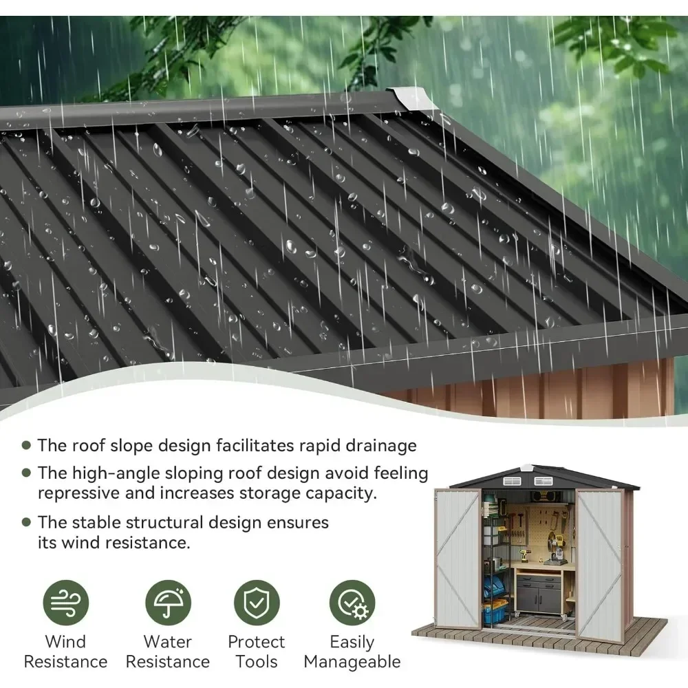 

6x3.9 FT Shed with Base Metal Outdoor Storage Shed Garden Shed