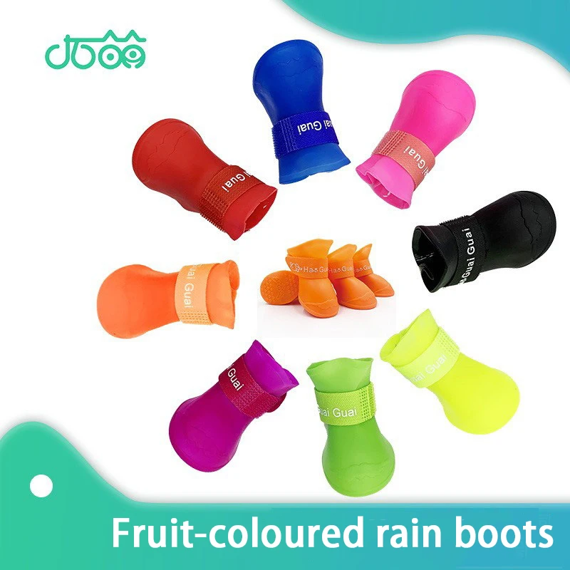 Pet silicone rain shoes anti-dirty non-slip waterproof dog shoes soft bottom footwear small dogs cats teddy Shoes