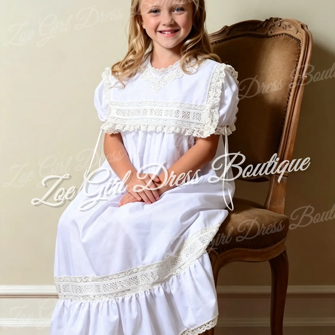Vestidos de Moda para Niñas con Flores, Mangas Cortas Abullonadas y Volantes, Trajes para Primera Comunión, Boda, Sesión de Fotos, Personalizados
