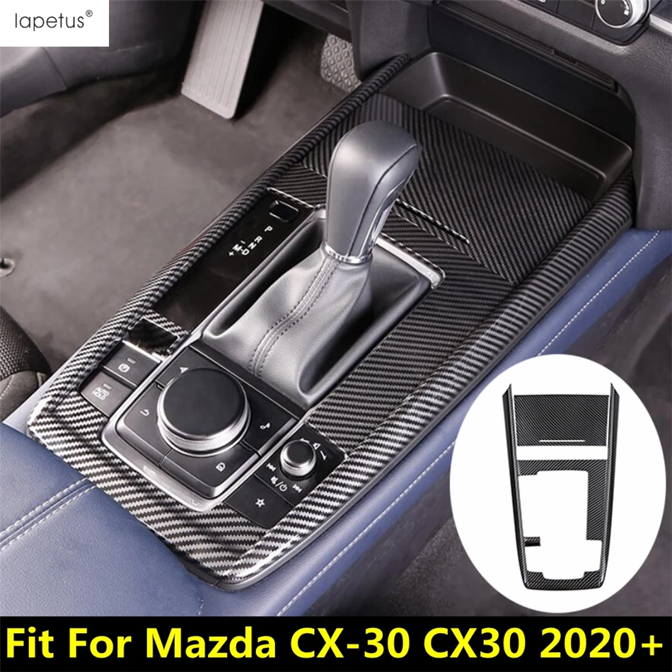 

Car Central Control Gear Shift Multimedia Knob Button Panel Cover Trim ABS Carbon Fiber Accessories For Mazda CX-30 2020 - 2024