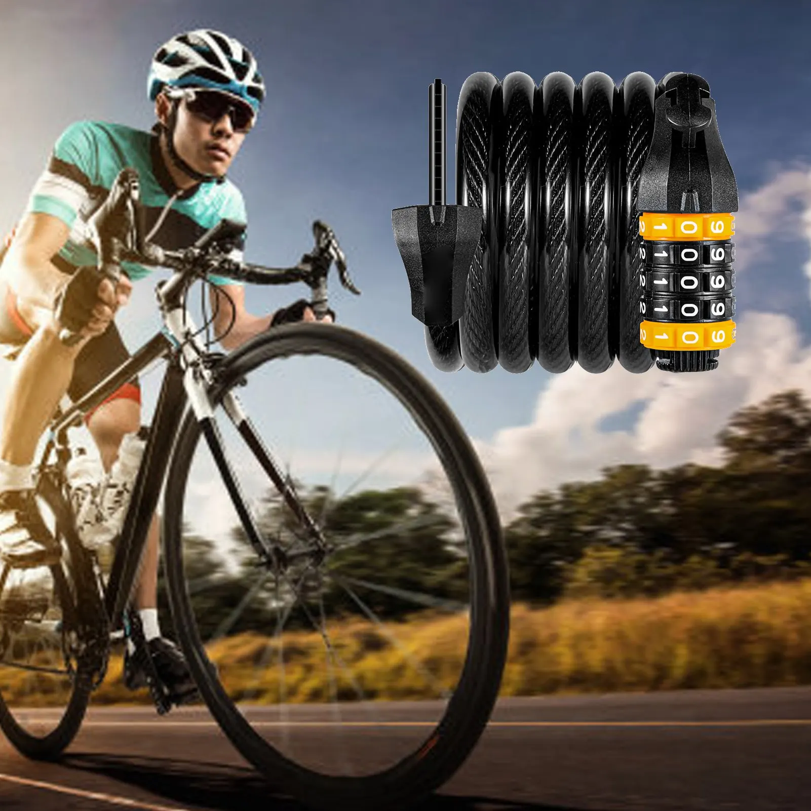 

Bike Combination Lock Portable Lightweight Cable Bike Lock Cycling Accessory Universal Easy Using for Mountain Bike Scooter