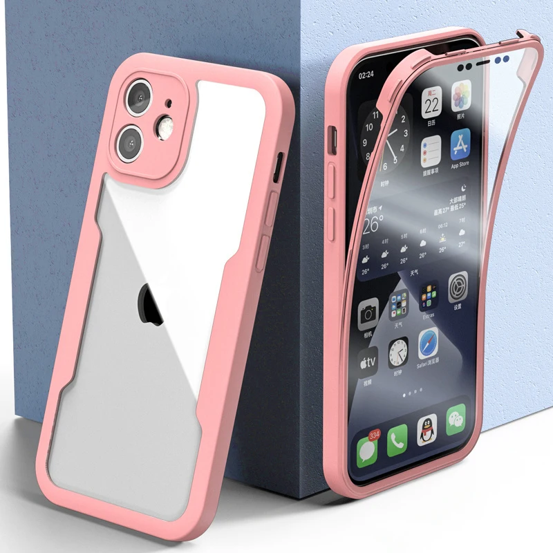 360 Full Body Protection Transparent Phone Case For iPhone 15 14 Pro Max 11 12 13 X XR XS 7 8 SE Soft Front Screen Bumper Cover