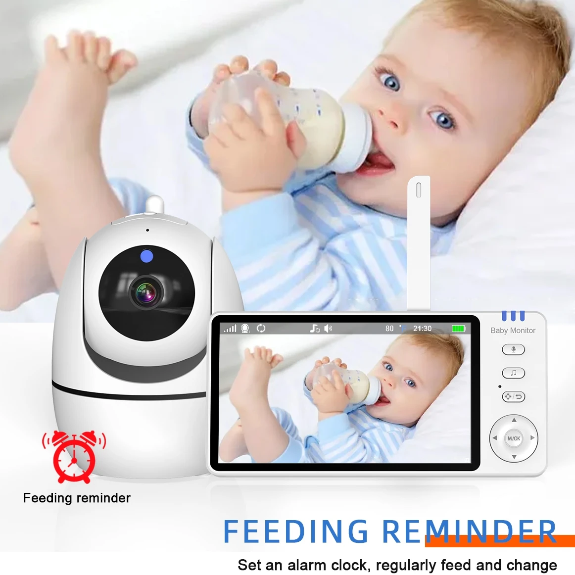 5 Inch Video Electronic Baby Monitor with Pan-Tilt-Zoom Camera Night Vision Cry babies 2.4G Portable monitor Baby newborn things