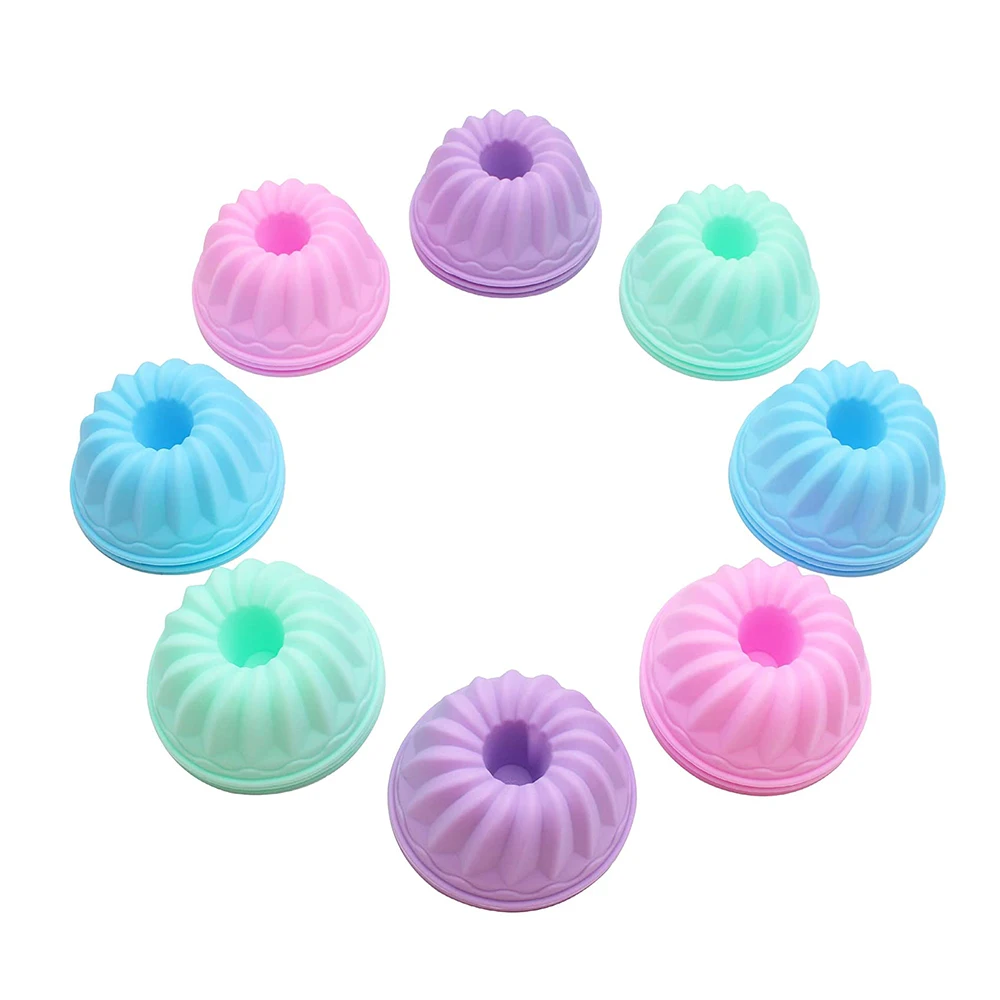 thumbnail image 1 of Set Of 12 Silicone Mini Bundt Cake Pan Non Stick Small Kugelhopf Muffin/Baking Cups Cupcake Liners 10105, 1 of 3
