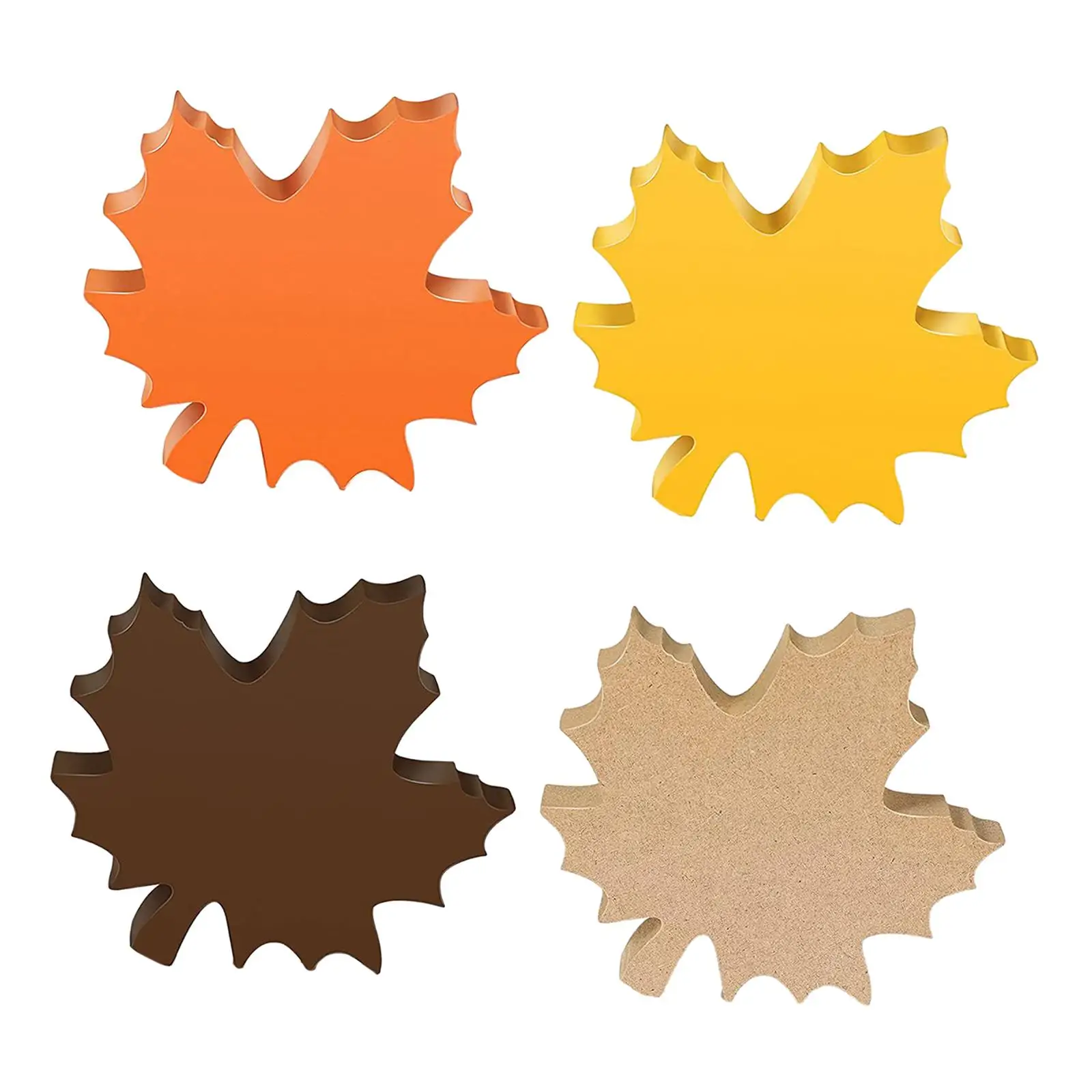 4x Thanksgiving Maple Leaf Signs Harvest Wooden Sign for Desk Mantle Home