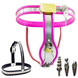 Manyjoy New Stainless Steel Chastity Belt Device T/Y Shape Back Lockable Unisex Panties Removable Penis Cage Catheter SM Sex Toy