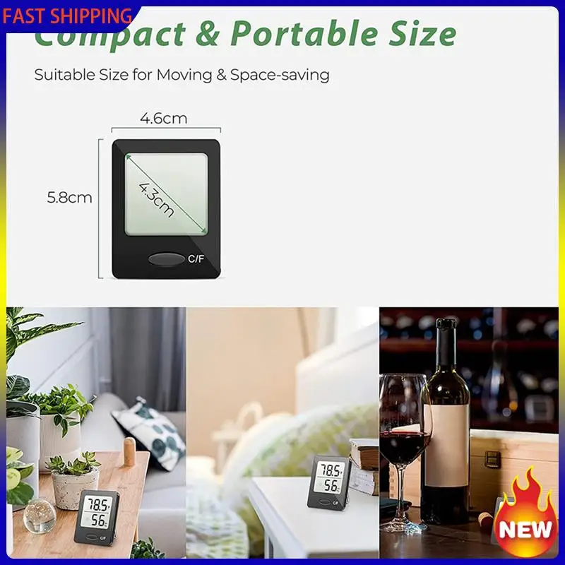 Hot Trend-Humidity Gauge, Room Thermometer Hygrometer, Mini Size Indoor Thermometer With Air Comfort Indicator, Black, 2 Packs