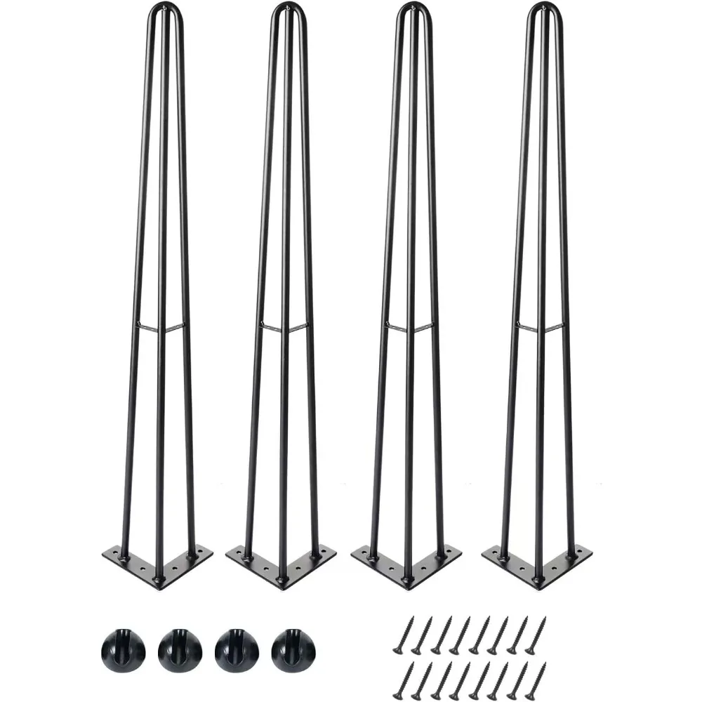 

4 Pack Hairpin Table Legs for Furniture, 28Inch Sturdy Cast lron Modern Metal Desk Legs,1300lbs Load Capacity for Coffee Table,D