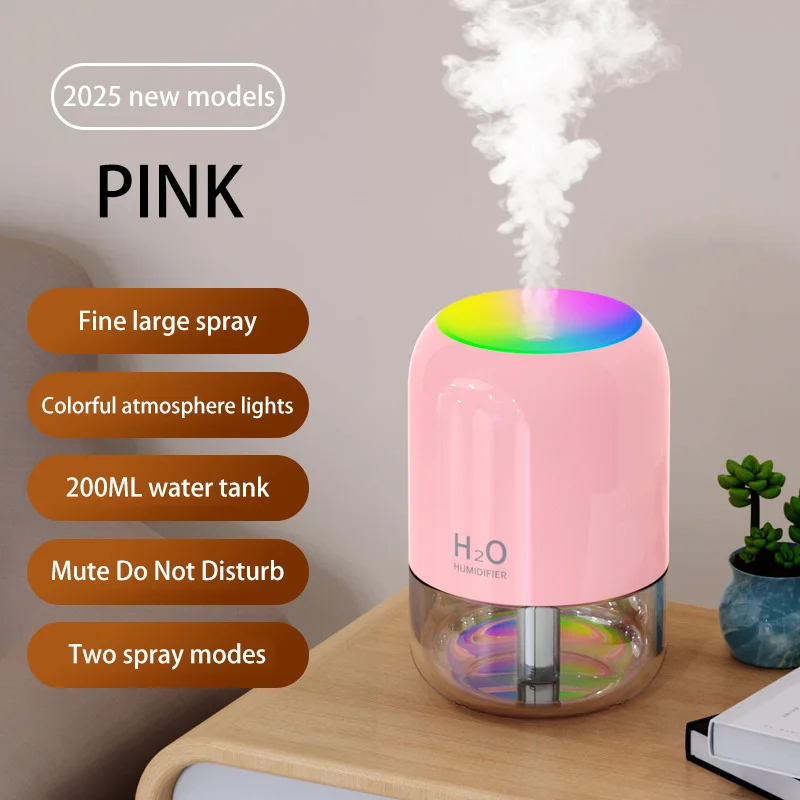 Xiaomi Mini Air Humidifier المنزلية هادئة ترطيب غرفة نوم مكتب سطح المكتب USB صغير جديد ملون جو ضوء رذاذ
