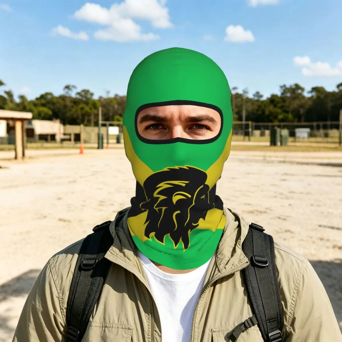 ジャマイカ国旗ヘッドアウトドアクール日焼け止めオートバイフェイスマスクモトバイカーウィンドキャップストッパー防風自転車サイクリングヘッドギア
