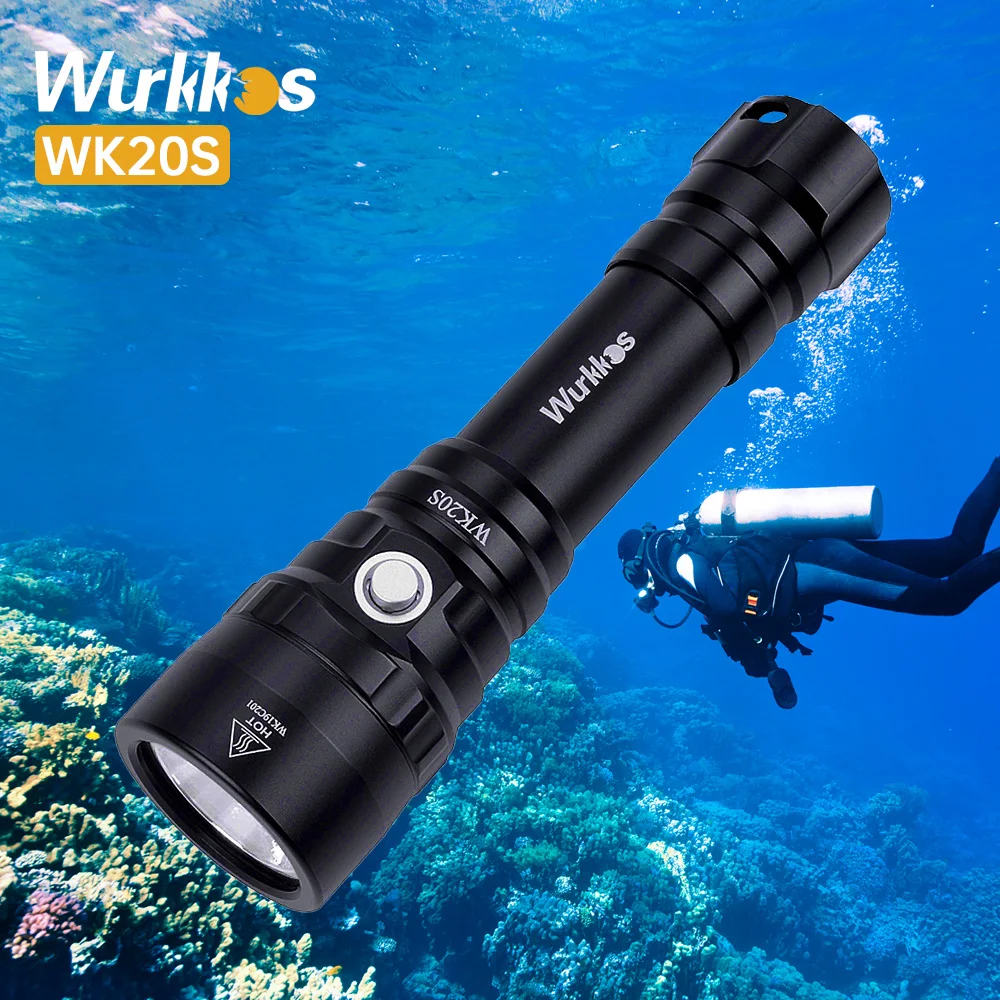 Wurkkos WK20S Krachtige Duiken Zaklamp IPX8 Waterdichte Scuba Dive Light Oplaadbare Max 2000 Lumen SST40 Hd Led 4 Modi