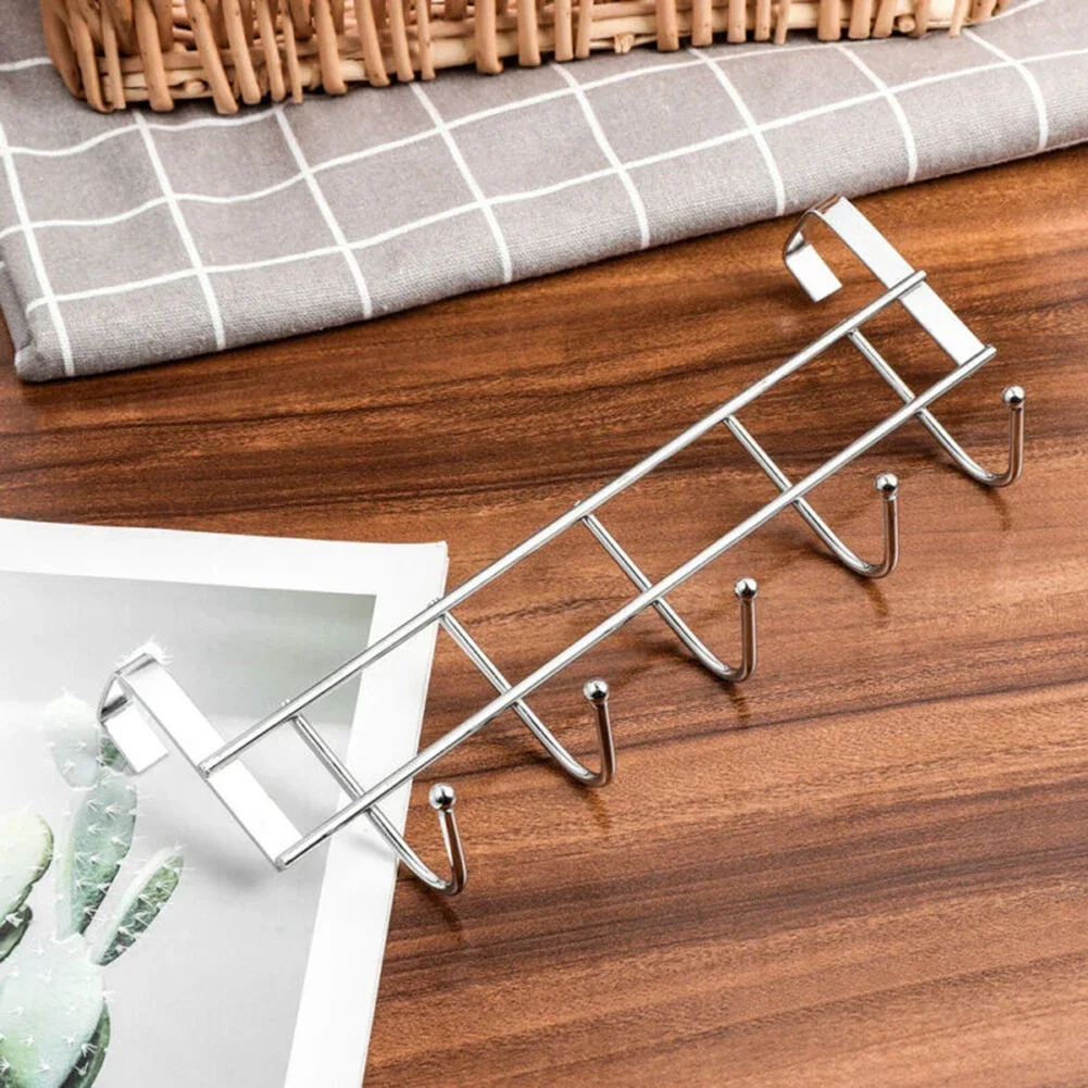 Storage Hooks Over The Door 5 Hooks Clothes Coat Hat Towel Hanger Home Organizer Rack Bathroom Kitchen-Accessories Holders