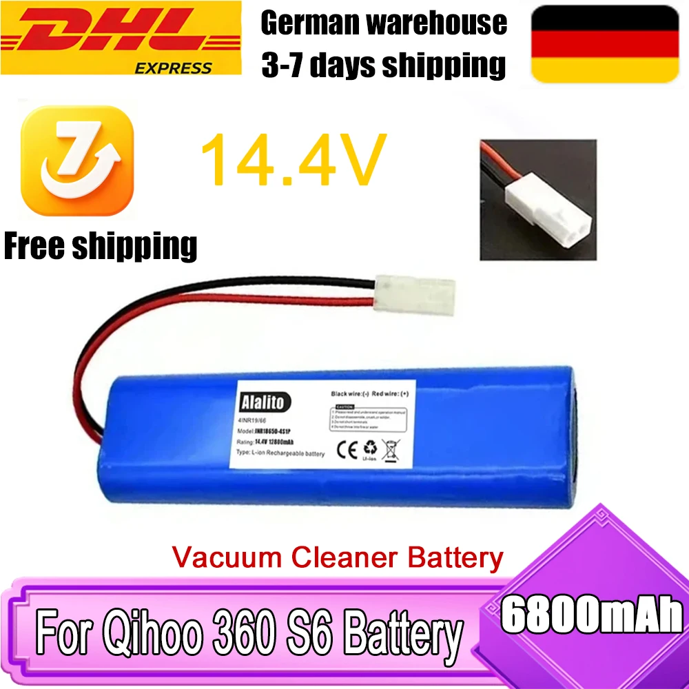 14,4V 6800mAh Ersatzakku für Qihoo 360 S6 S8 für X-Plorer 75 Animal 75s X-Plorer 75S+ Rowenta Serie 95 Roboterstaubsauger