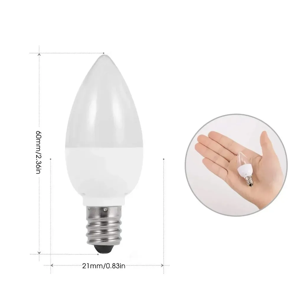 Melery E12 Small Night LED Light Bulbs Candelabra White 3000K 1W Lamp 120V Chandelier Lighting for Sleeping Halloween Salt 4PACK