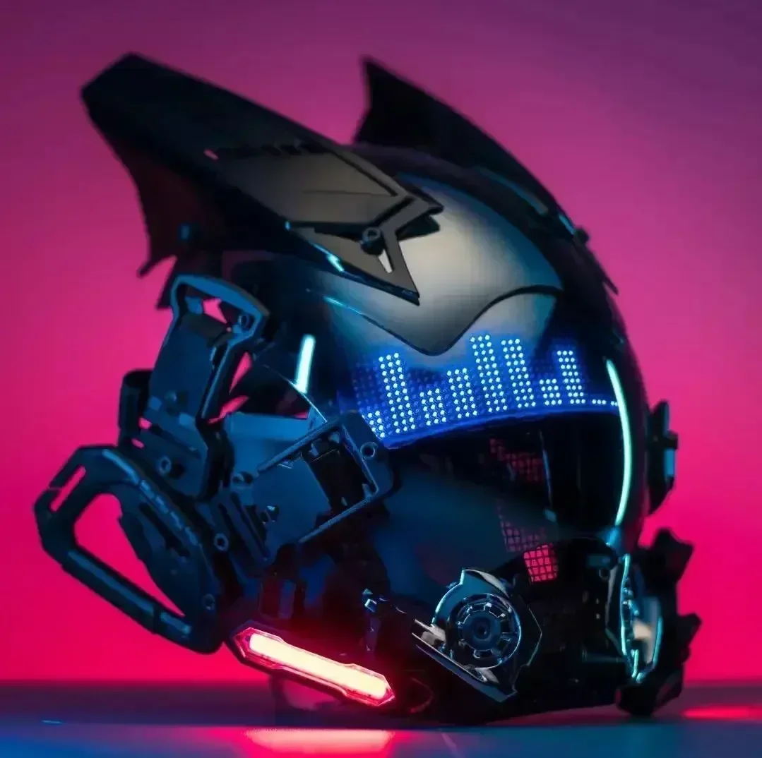 New Cyberpunk Helmet Samurai Robot Tech Shinobi Special Punk Techwear Cool Mask With Led Light Cosplay Mask Christmas Gifts Toy