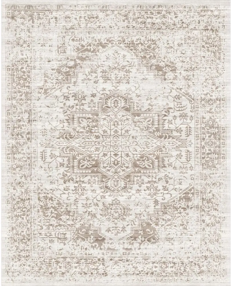 10X14 Large Area Rug - Vintage Washable Rug For Living Room With Non-Slip Low-Pile Traditional Medallion Border Rugs With Stain