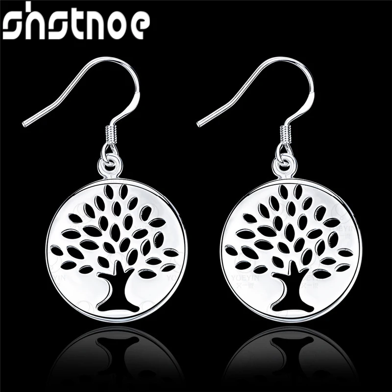 Elegant 925 Sterling Silver Openwork Tree Of Life Drop Earrings For Women Ideal For Birthdays Weddings Parties Gift Accessories