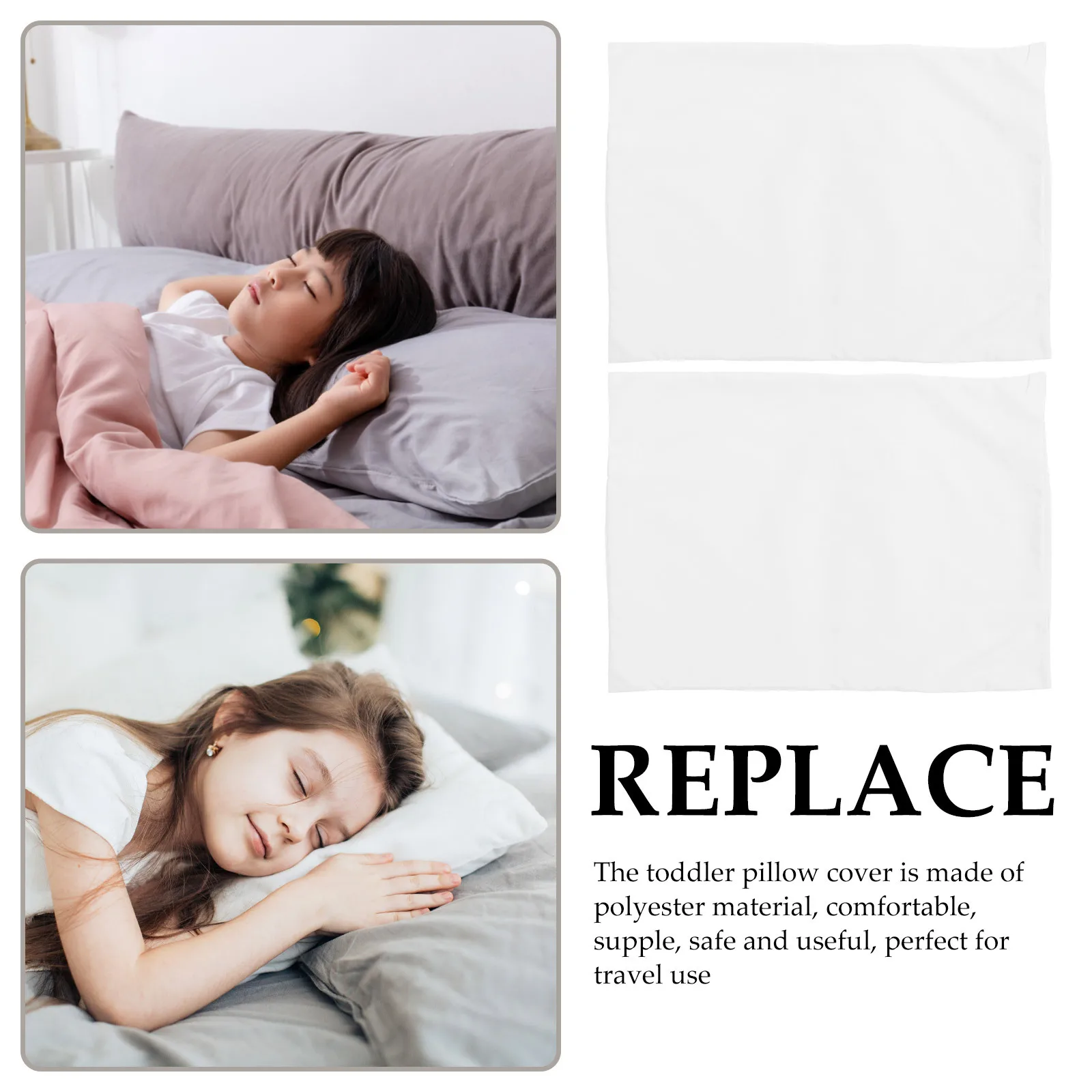 2 Buah Sarung Bantal Anak-anak Sarung Bantal Balita Lembut Desain Ringan Ringkas Penutup Amplop Mudah Dicuci untuk Dekorasi Rumah Perjalanan