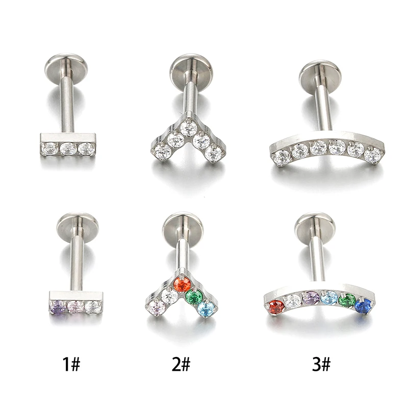 1 قطعة G23 16 جرام Labret مسمار الشفاه ميدوسا الدائري الأذن الغضروف اللولب الزنمة الفص كونشا ثقب القرط هيبوالرجينيك مجوهرات للجسم