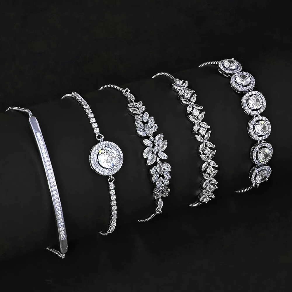 2024 جديد فاخر فضي اللون على اليد سوار الإسورة للنساء قابل للتعديل هدية للذكرى السنوية مجوهرات السائبة بيع Z59