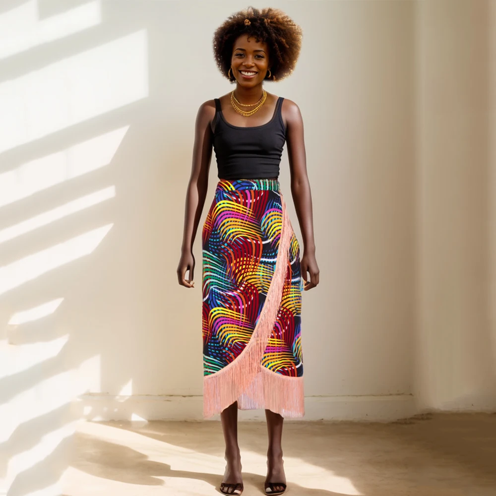 

ORIENTAR Africa Kente Riche Print Clothing Lady Women Loincloth Women Traditional Mermaid Long Skirt Dress Plus Size YF164-2