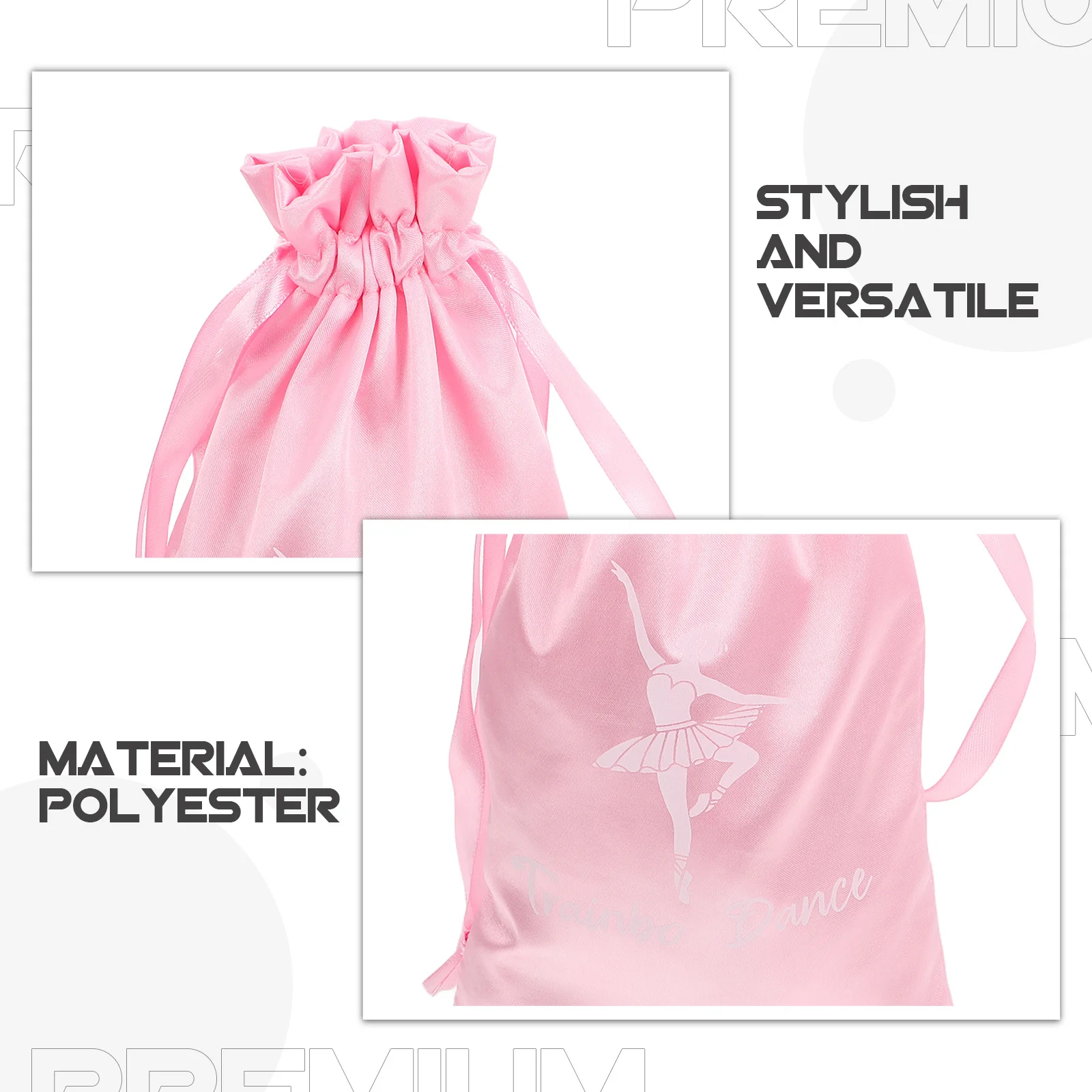 حقيبة تخزين الباليه مقاس M حقيبة أحذية الرقص برباط من الساتان للفتيات والنساء منظم السفر المحمول حامل الأحذية بوانت #4