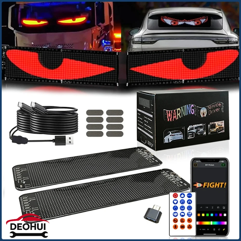

New 1-2PCS Devil‘s Eye LED Screen Light USB Plug-in DIY App Control RGB LED Car Matrix Panel Flexible Display for Car Windshield