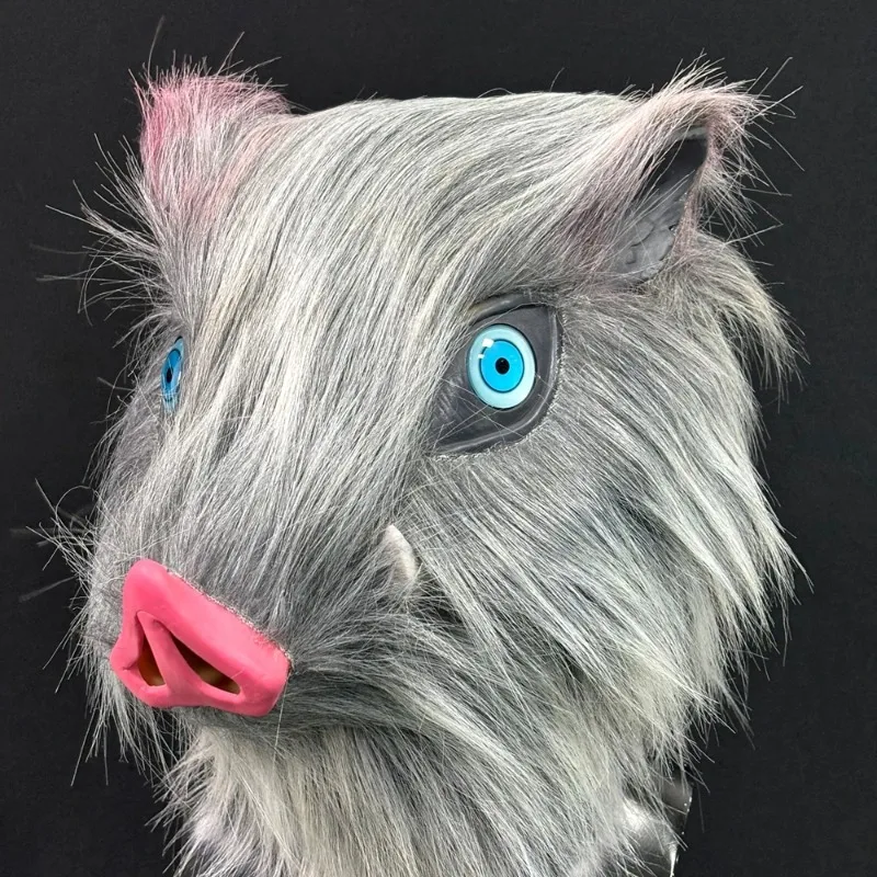 Applicable to Plush Pig Helmet Latex Mask - Japanese Anime Inosuke Cosplay Prop for Halloween Carnival Festival Animal Ball Part