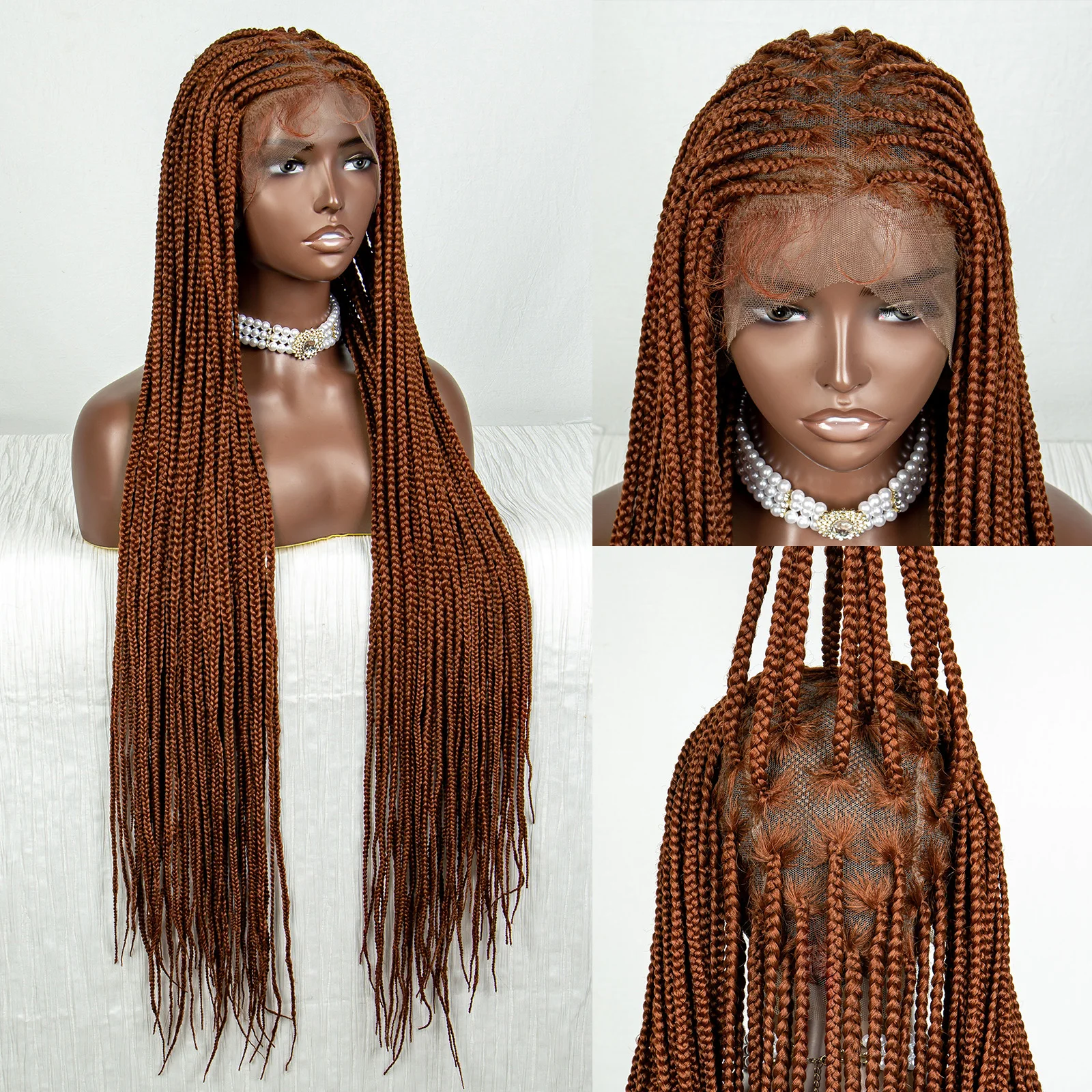 613 Blonde Straight Full Lace Synthetic Braided Wigs Knotless Box Lace Front Wig for Women Ginge Brilliant Orange Cornrow Wigs