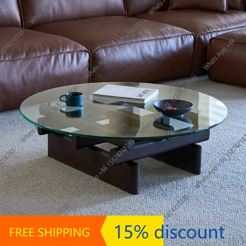 

K Medieval Glass Coffee Table All Solid Wood Tea Table Living Room Combination Ash Wood Coffee Table