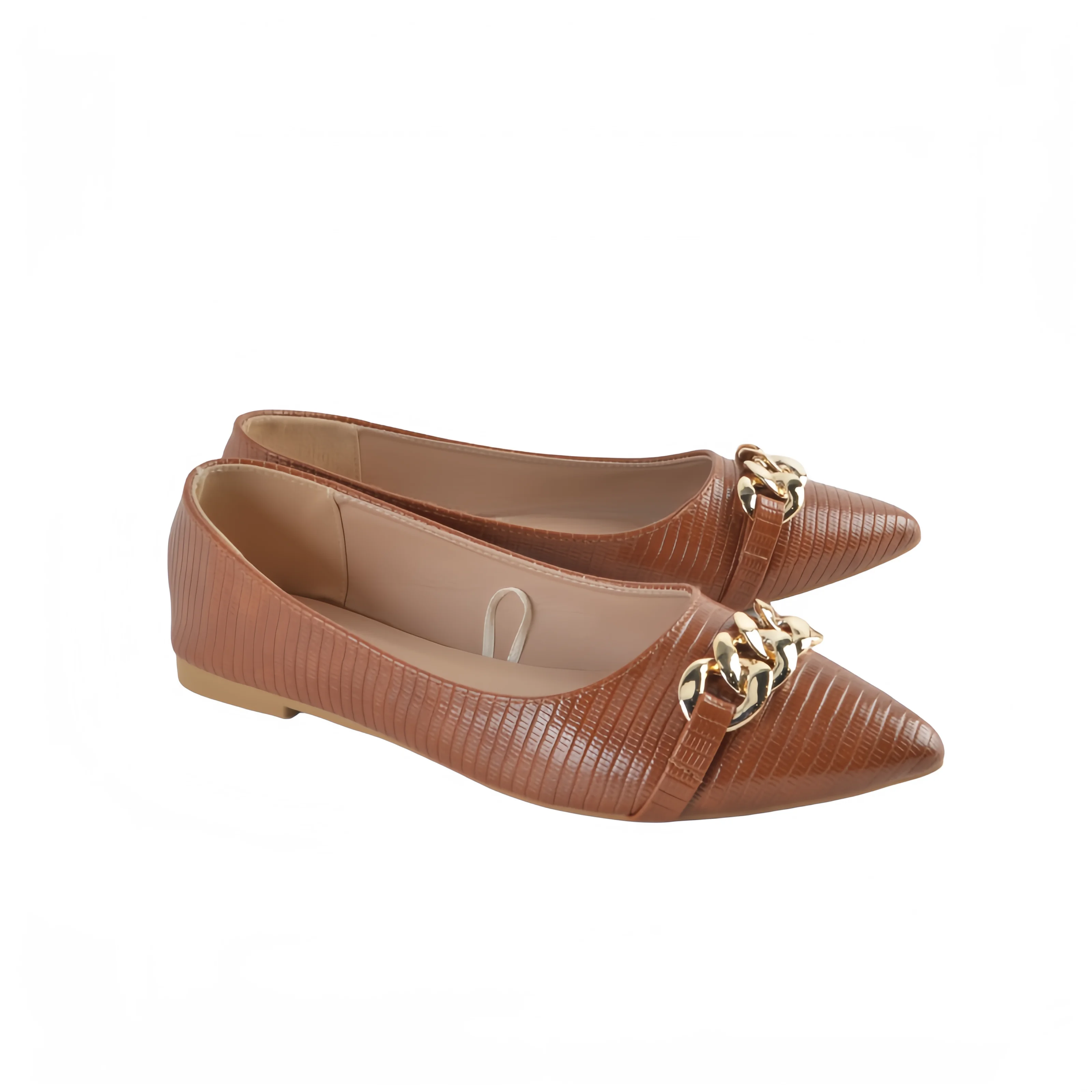 Fashinable Chain Decoration Women Pointy Slip-on flat office casual outside shoes