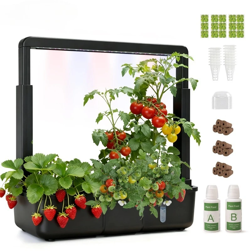

15-Pods Indoor Hydroponic Garden Kit with LED Grow Light Smart Herb Garden System 3.5L Water Tank Adjustable Height Planter