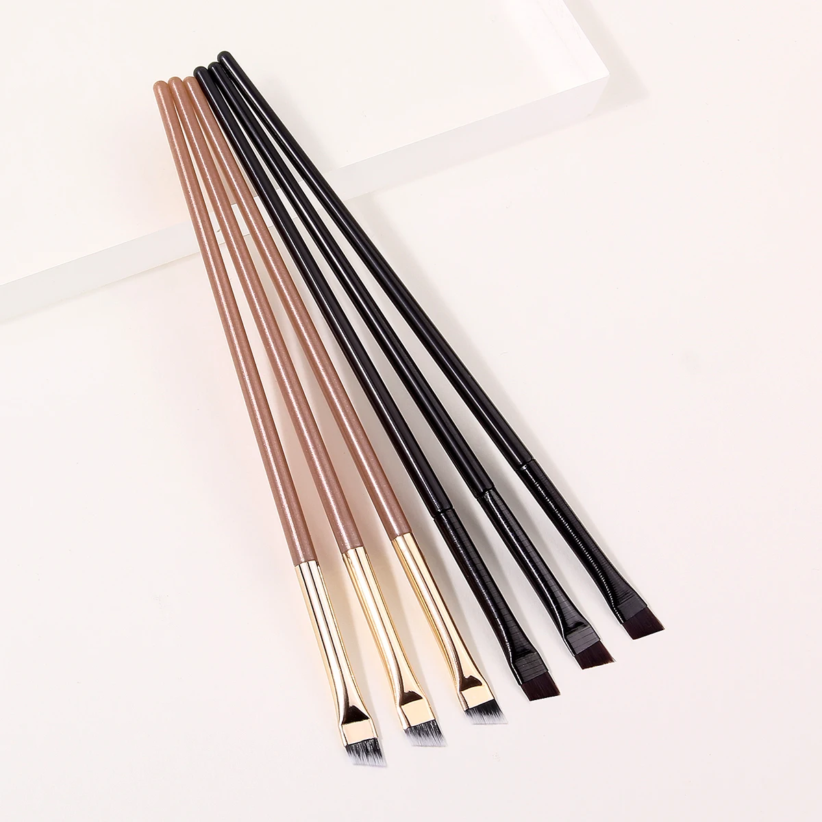 6Pcs Ultra‑Thin Blade Eyebrow Makeup Brush Set,for Eyeliner Drawing, Brow Powder, Compact Portable Detail Cosmetic Tools