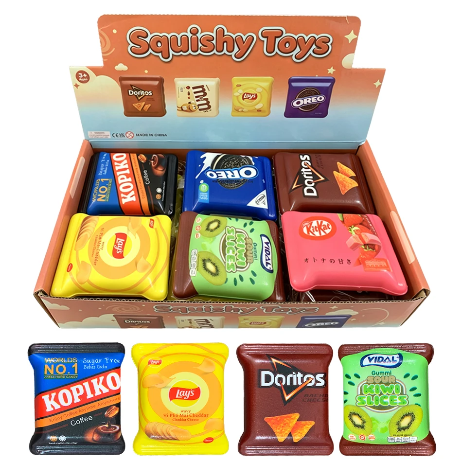 Squishy Slow Rise Realistisches Mini-Squishy-Spielzeug, mehrere simulierte Snackbeutel, Stressabbau-Spielzeug, lustiges Weihnachtsgeschenk