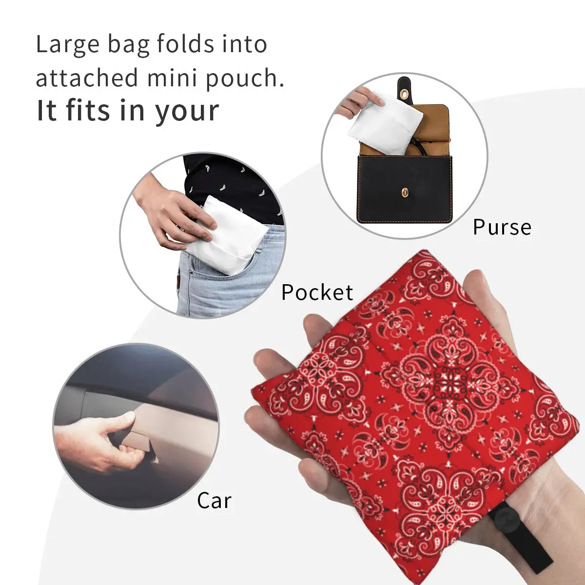 Boho Vintage Bandana Paisley Style Groceries Shopping Bag Funny Shopper Shoulder Tote Bags Big Capacity Portable Handbag