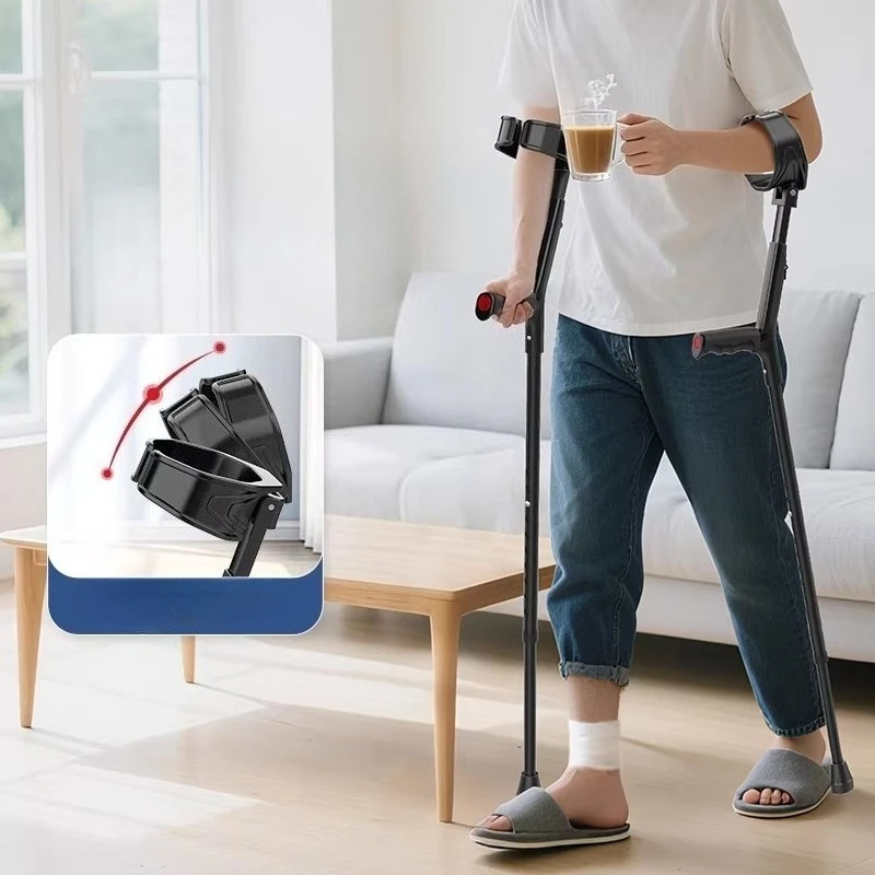 Medicine Forearm Canes Lightweight Arm Crutch Adjustable Ergonomic Comfortable on Wrist Non Skid Rubber Tips Elbow Crutches