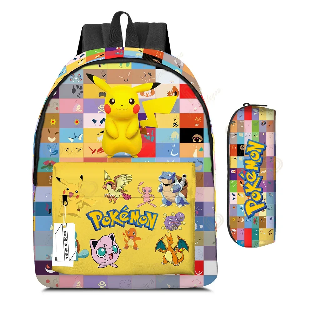 2 stks/set Anime Pikachu Pokemon Afdrukken Rugzak School Pikachu Jongens Meisjes Mode Laptop Grote Capaciteit Schooltas voor Geschenken