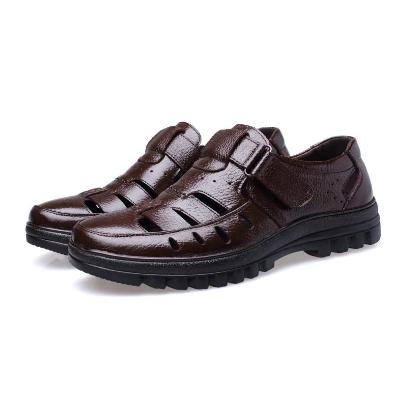 

Genuine Leather Sandals Men Summer Shoes Non-slip Men's Sandals Soft Casual Brand Footwear ZHK289