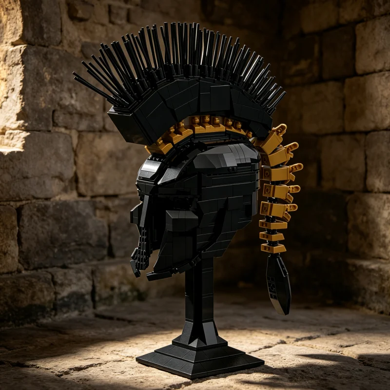 Agamemnon Bronze Helmet MOC Building Blocks Antique Armor Collector Model DIY Assembly Brick Set Desktop Collectible